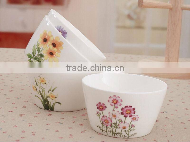 korean flower decal porcelain bowl