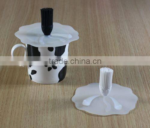 Funny " big-headed" babies shape of silicone suction cup lid