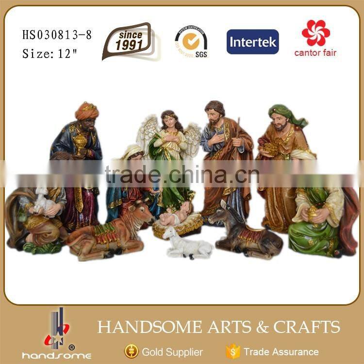 12 Inch Polyresin Cheap Factory Price Christmas Nativity Set