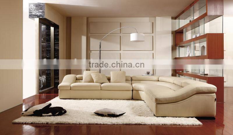 JR8021 contemporary modern living room leather recliner sofa U shape functional sectional sofa stainless steel feet sofa