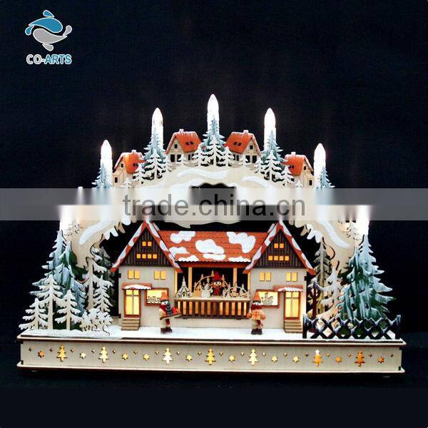 European design Christmas decoration battery charge wooden light