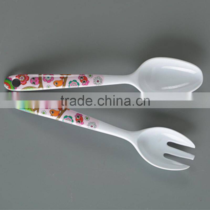 Meneed 80g cute children animal printing plastic korean spoon and fork set