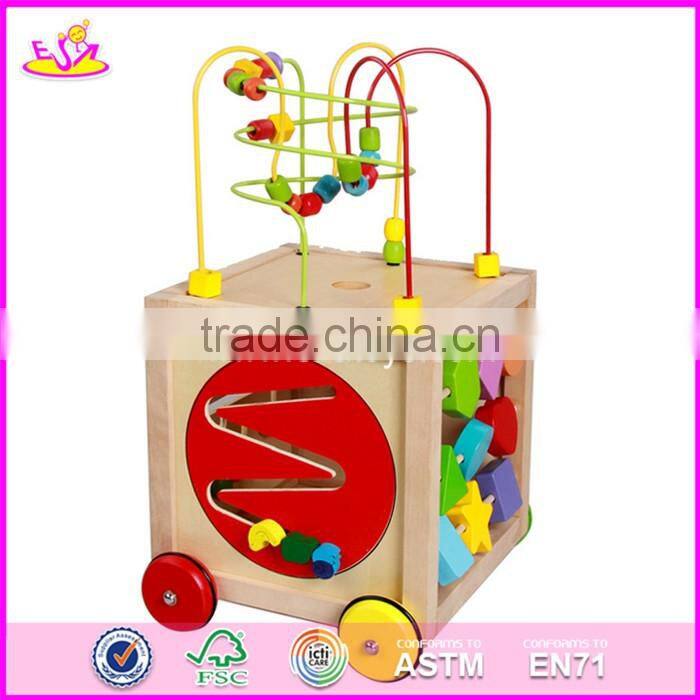 Multi-function 5 in 1 wooden toy activity cube for toddlers W11B136-S