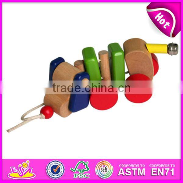 2015 Funny Kids Pull String Karting Toy,Dog design Children Wooden Scrat Pull Toy,Christmas wooden pull and push toy WJ276115