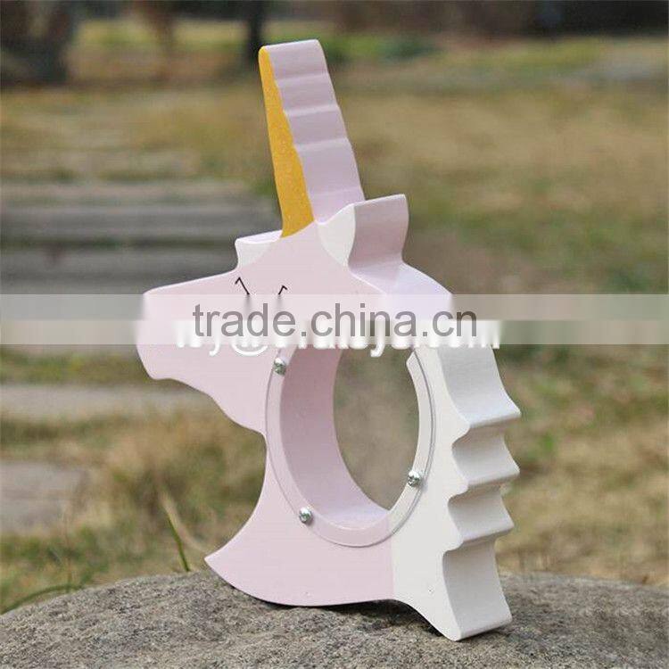New design lovely wooden unicorn piggy bank for kids W02A257