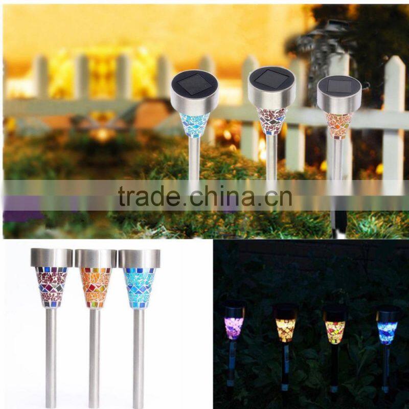 Solar LED Lighting Solar Powered Outdoor Garden Yard Stainless Steel Mosaic Light