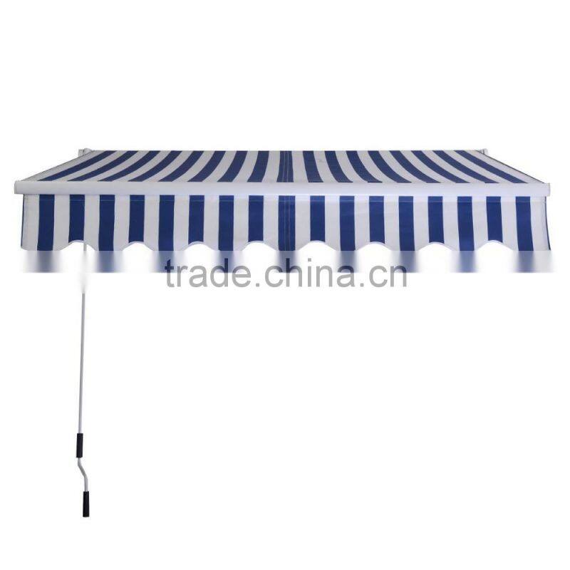 Patio 2x1.5m Blue and White Aluminium Retractable Folding Arm Awning