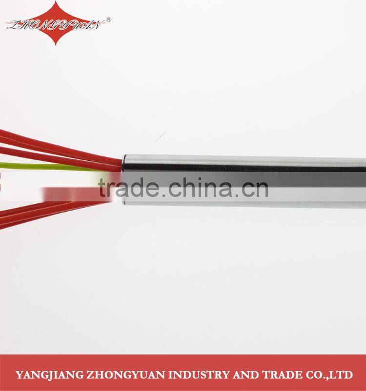 10-inch colorful silicone coated wires egg whisk with stainless steel handle