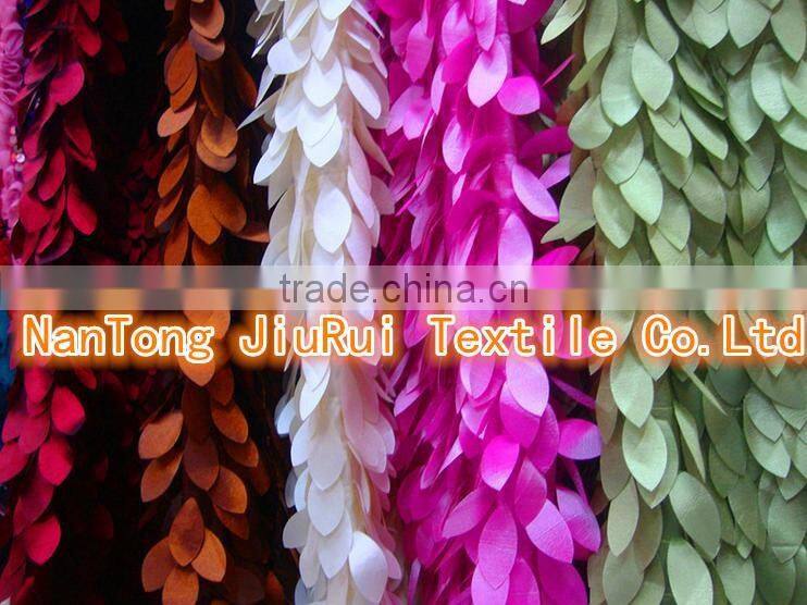 Fancy Chiavari 3D Taffeta Chair Cap/Chair Hood Purple Wafer & Cream Leaf 2 Color For Customs Choice