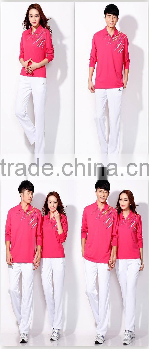 New design long sleeve dri fit polo shirt china factory couple printing polo shirt