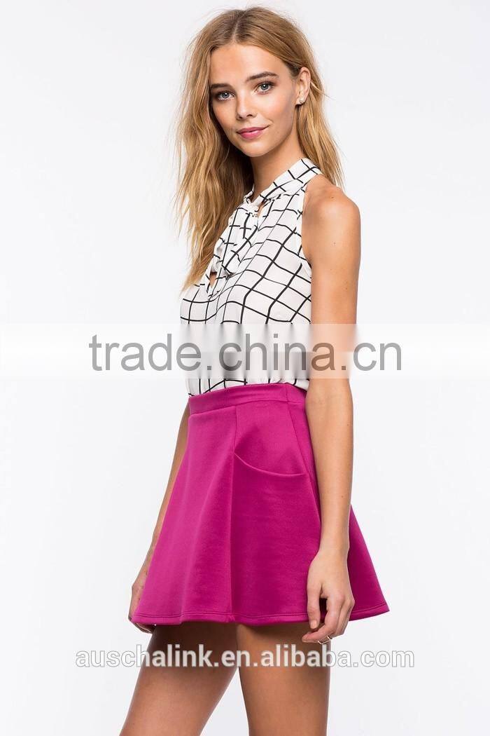 2016 new design young lady cheap flared skirts