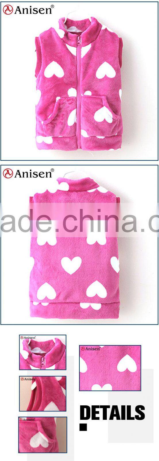 oem service love spot pattern coral fleece kids vest