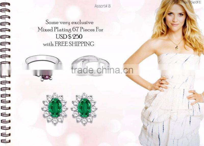 Combo Jewelry For USD $ 250 with Free Shipping Consist of 67 designers pieces of Mixed Plated Rings, Earrings,Pendant
