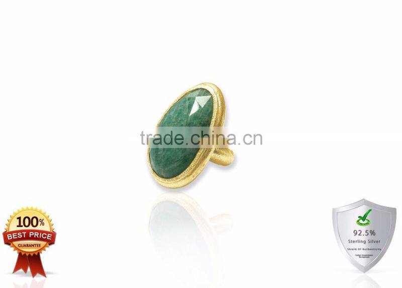 Sterling Silver Emerald Green Gemstone ring