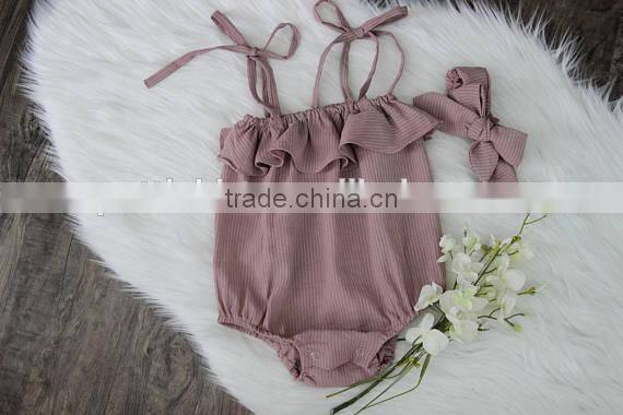 Handmade Summer Newborn Baby Clothes Linen Girl Baby Playsuit Pink Toddler Bubble Romper