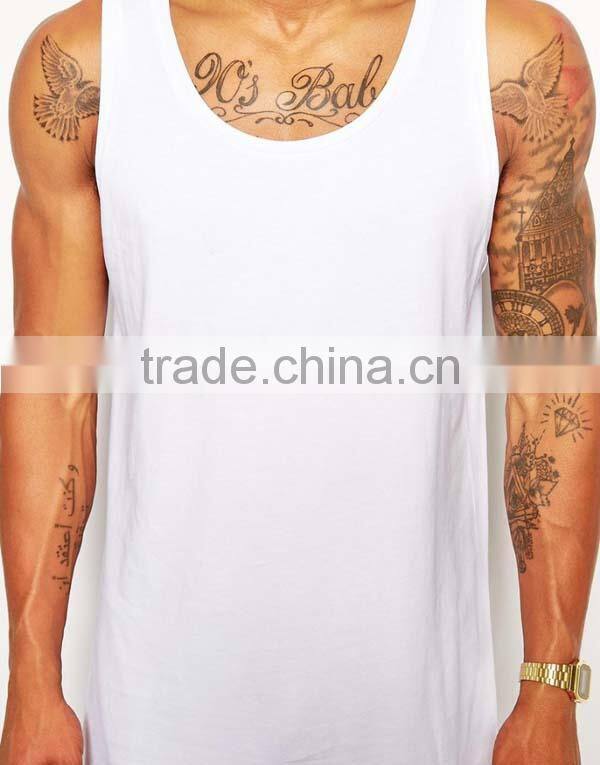 Loose Fit White Blank Men Gym Tank Tops