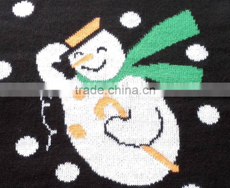 Snowman Pattern Men Pullover Black Ugly Christmas Sweater Design