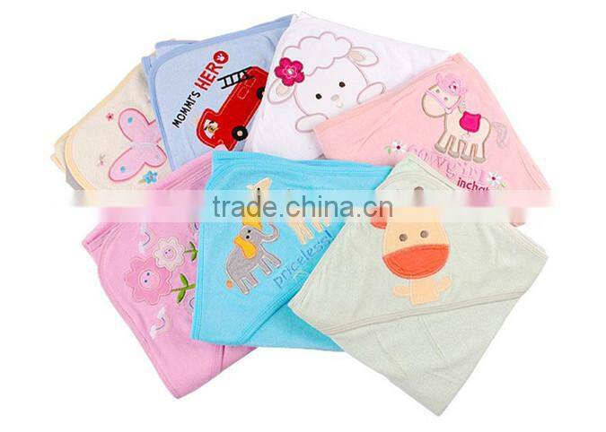 Embroidered Bamboo soft kids towel with hood,hooded towel for kids