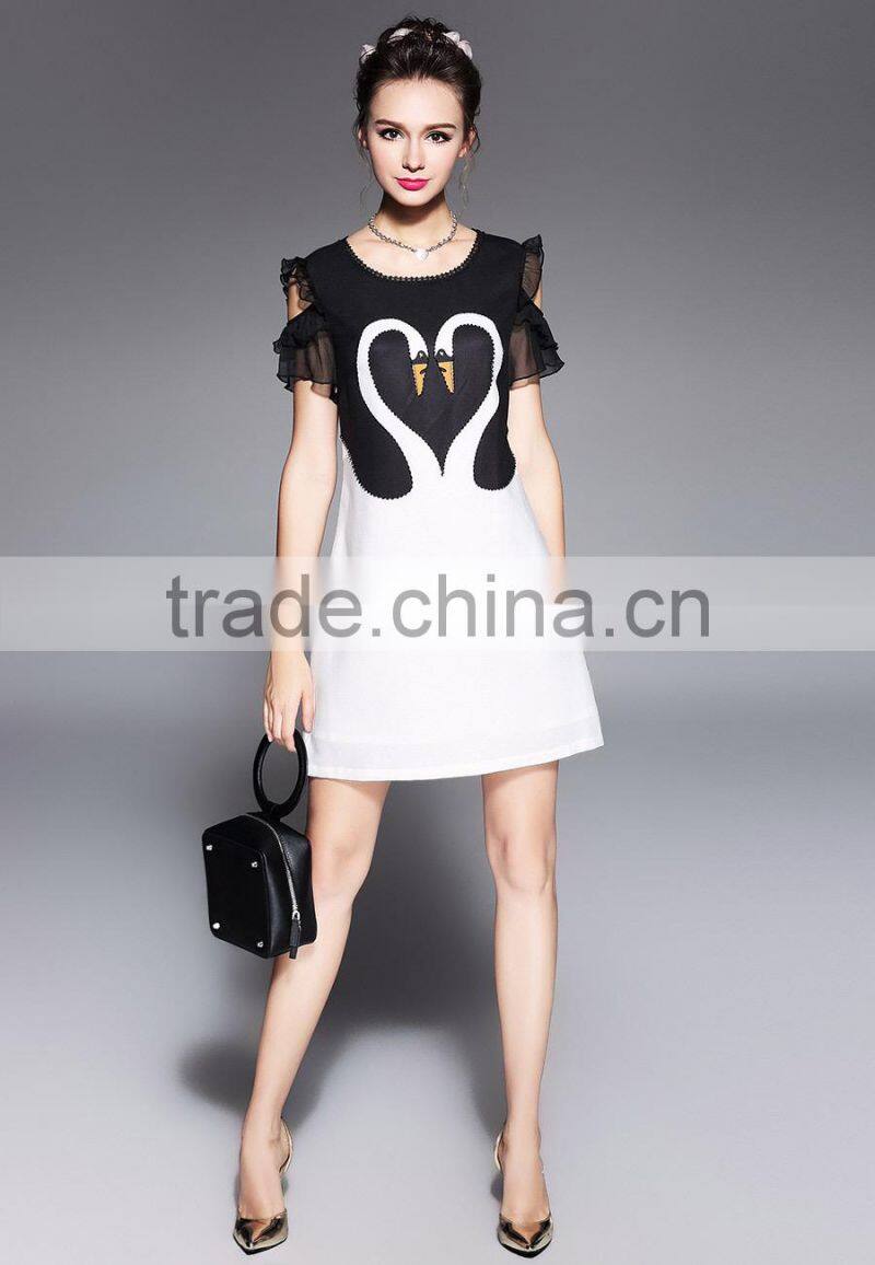 Z&M New women latest fashion dress cartoon dress Sheath dress