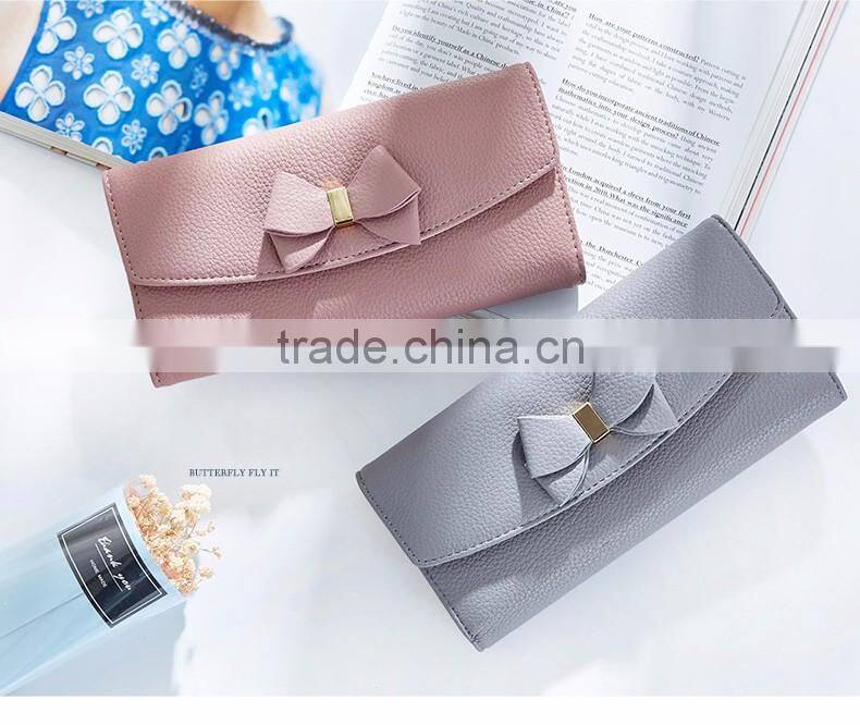 Wholesale Cheap Price Fashion Women Beauty Money Clip Bowknot Wallet &Purse