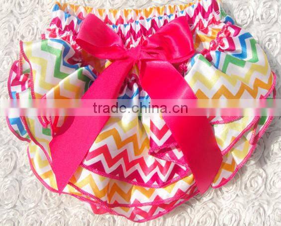 girls ruffle capri satin pants ruffled bloomers chevron printed diaper cover infant nappy cover baby rainbow satin bloomer