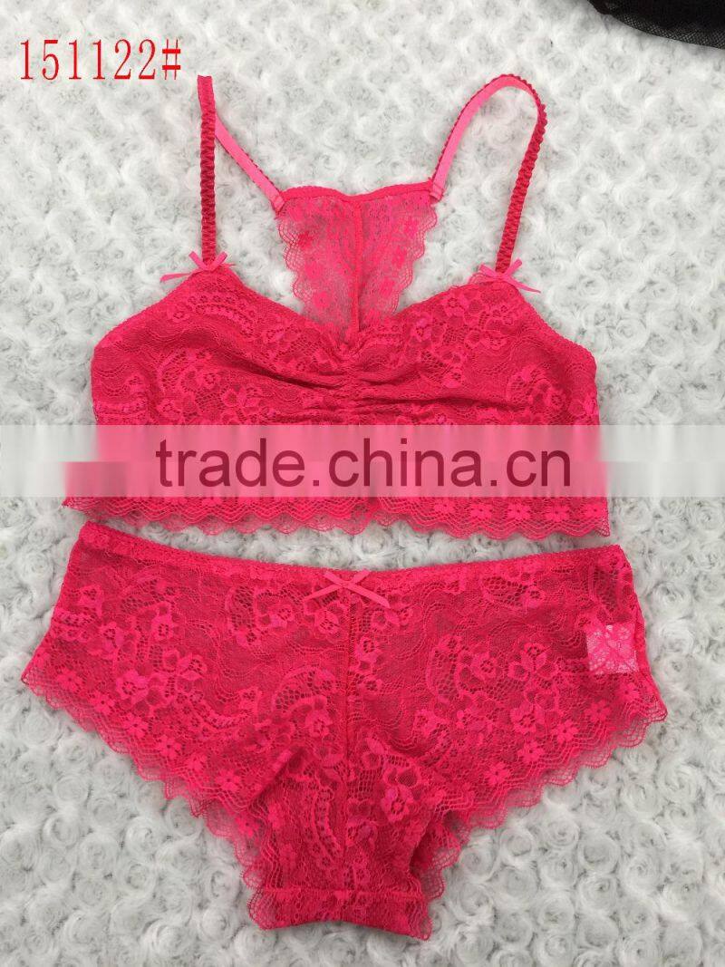 beautiful PINK Lace Bralette Bra and Panties 2016