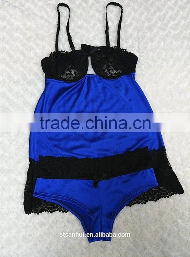 lady and girls lingeries bra set fancy camisole panty set