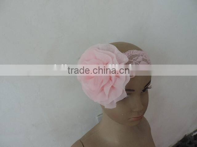 baby lace tulle headband cotton flower elastic craft floral kids hairband 2016 wholesale