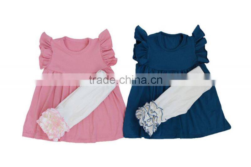 Boutique Clothes Children Dress Sets 2pcs Cute Girls same color serge Clothing Set cotton print outfit