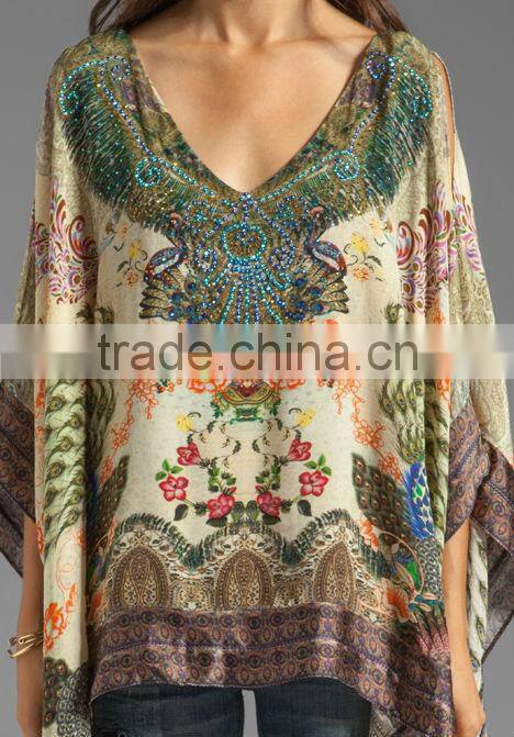 embellished beads printing tops
