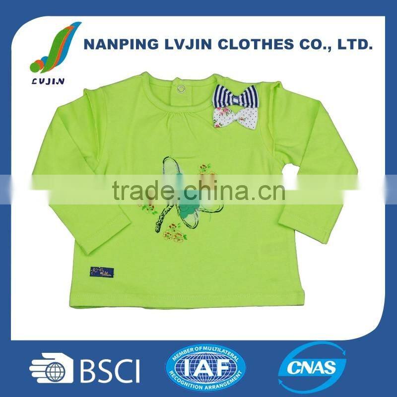 High quality custom cute girls long sleeve 100% cotton kids girl baby t-shirts wholesale