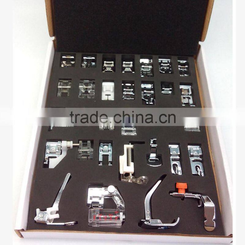 32 PCS Domestic Sewing Machine Braiding Blind Stitch Darning Presser Foot Feet Kit Set With Box Snap On For Brother Singer Set