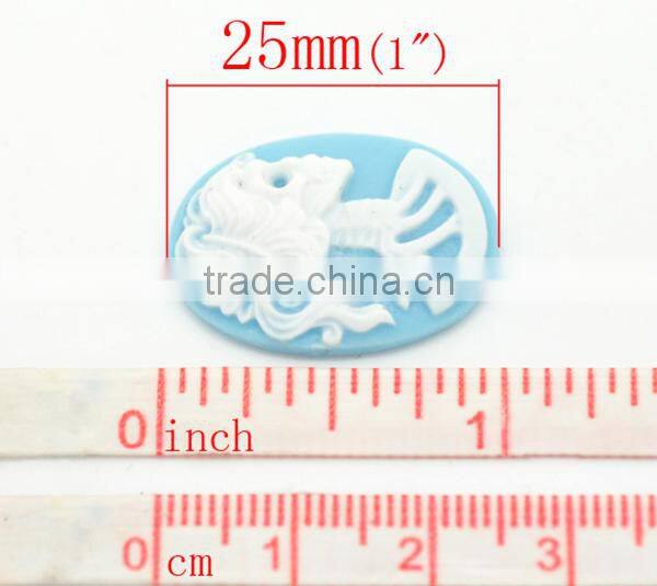 Mixed Resin Halloween Skull Pattern Oval Cameo Embellishment Findings 25x18mm0