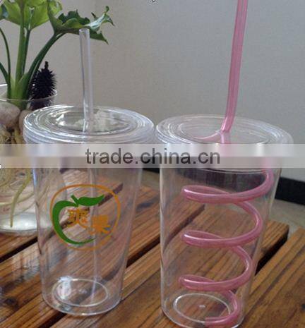 Promotional Double Wall Acrylic Tumbler With Straw