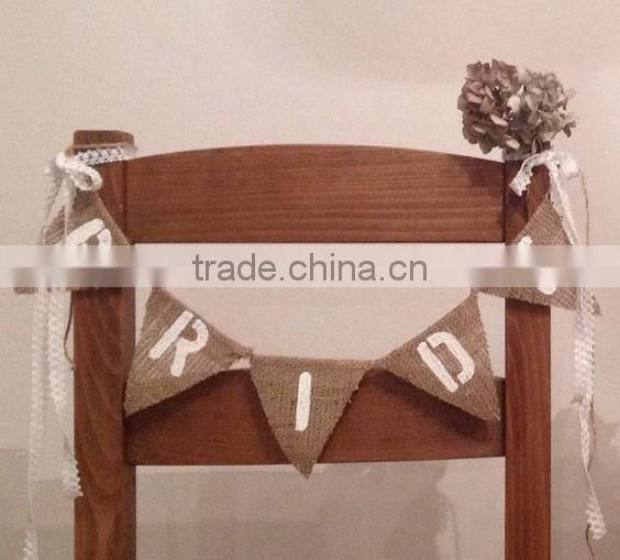 wedding decoration chair Bride & Groom Hessian Mini Chair Bunting Rustic Vintage Wedding Banner Burlap
