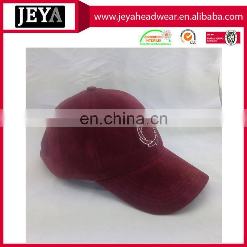 Suede baseball cap 6 panel sport cap with metal buckle