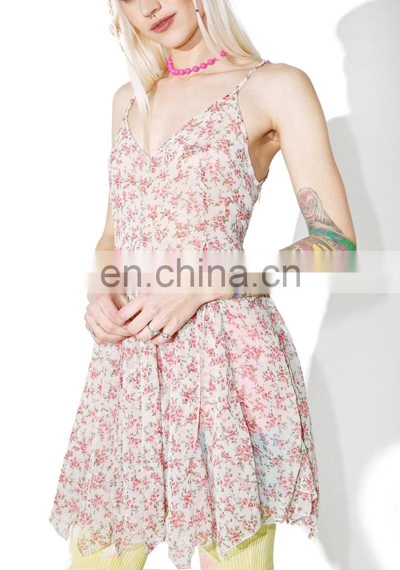 New Fashion Chiffon Women Casual One Piece Dress in Floral Print