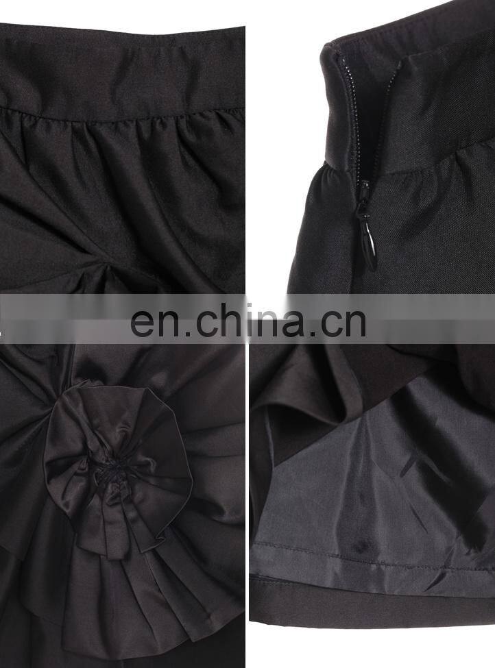 Charming winter european style hand-made splicing flower high waist short skirt beautiful girl's skirt