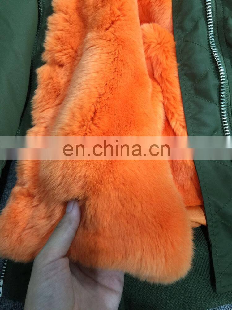 2016 Women Hooded Winter Military Raccoon Fur Hooded Bomber Jacket With Fur Lining