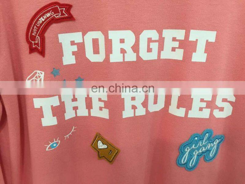 Ladies' printed cloth embroidered long-sleeved fleece