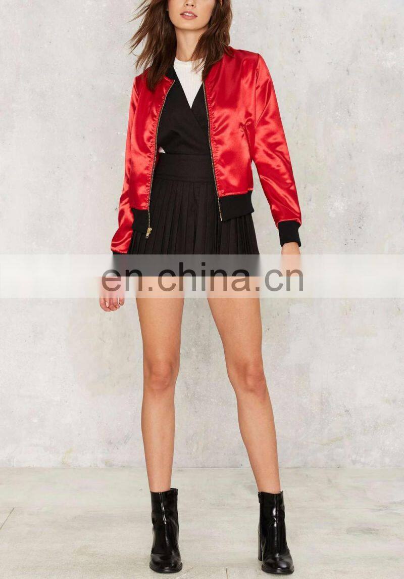 American Europe Style Outdoor Clothing Girl Women Embroidered Zipper Winter Wears Red Color