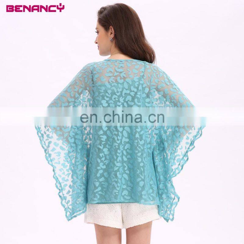 Guangzhou Manufacturer Black Tassel Trim Poncho Blouse