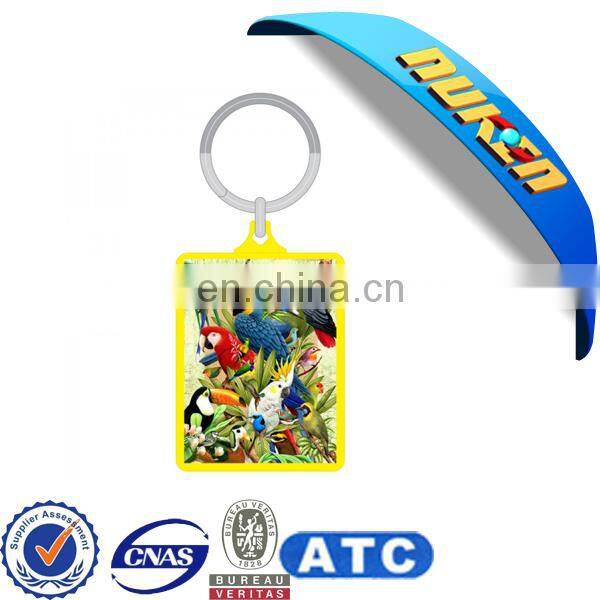 Promotional famous 3d lenticular pom pom rainbow key chain