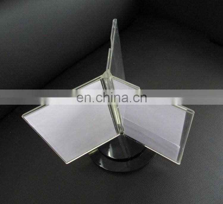 Made In China cheap 3 sides clear acrylic rotated menu holder for hotel and restaurant