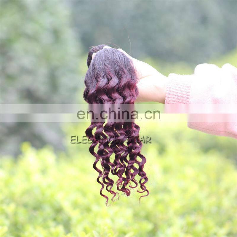16" ombre red burgundy human hair weaves product healthy natural virgin peruvian funmi hair extensions