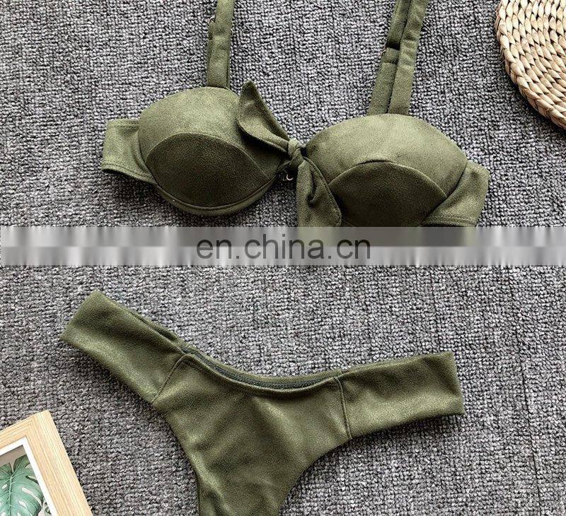 2019 New arrivals army green brazilian flag bikini swimsuit 2 pcs bikini swimwear set