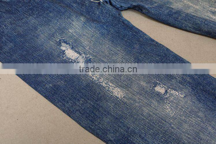 OEM Good Quality Breathable Women Fake Jeans Legging Pants for Women