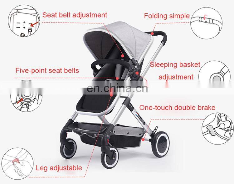 Portable baby stroller pushchair with travel system and large storage