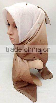 S872 newest voile hijab 100*100cm pearl muslim square scarf head