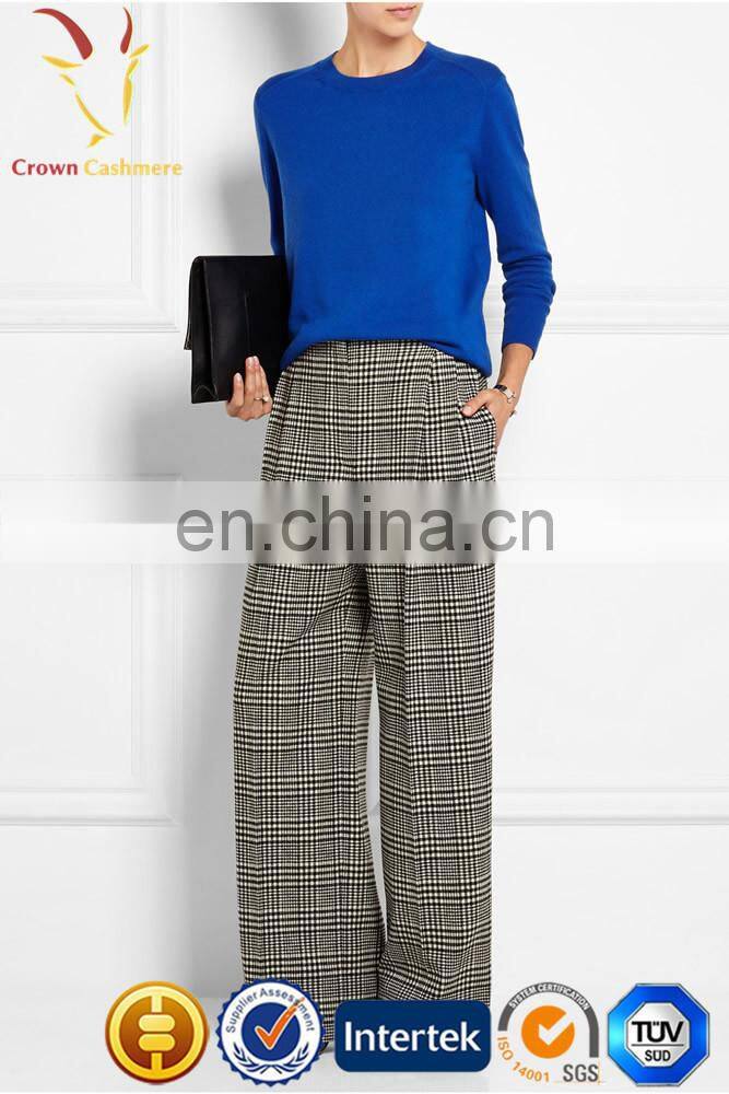 Crew neck sweater pattern pure cashmere pullover for lady